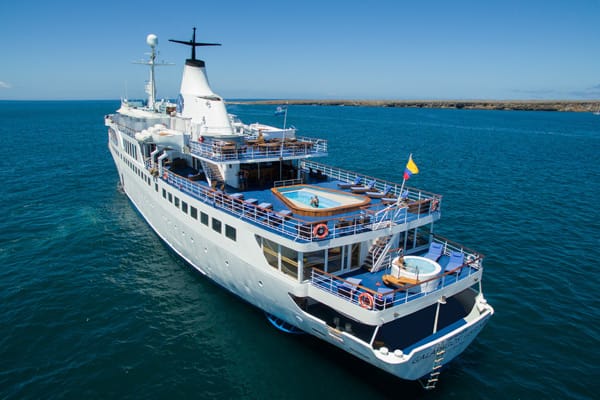 Cruise ship Legend sailing in the Galapagos Cruise ship Legend sailing in the Galapagos