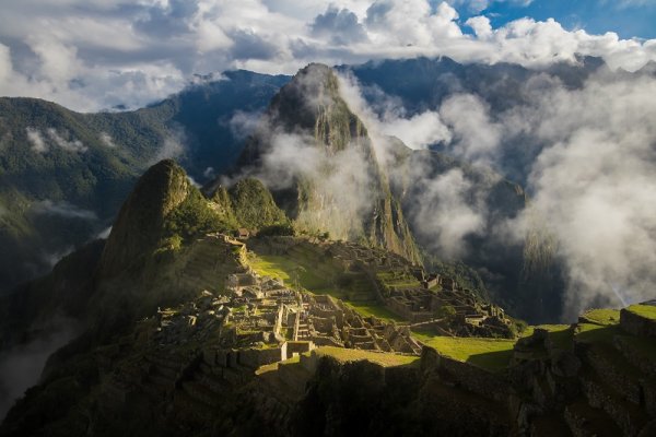 A view of Machu Picchu in the clouds A view of Machu Picchu in the clouds