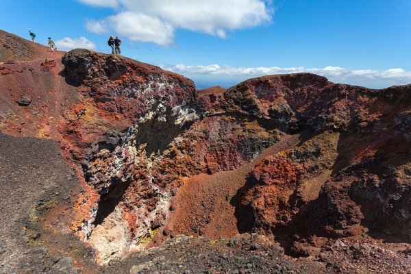 Hiking on top of the volcano in the Galapagos Islands Hiking on top of the volcano in the Galapagos Islands