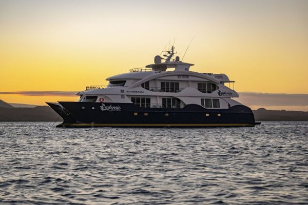 Cruise ship sailing in the Galapagos Islands Cruise ship sailing in the Galapagos Islands