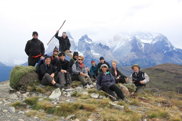 Hiking group in Torres del Paine, Patagonia Hiking group in Torres del Paine, Patagonia