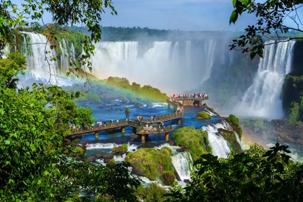 Rainbow above Iguazu Falls, South America The wonderful Iguazu Falls