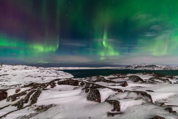 Northern Lights on the shore of the Arctic Ocean Northern Lights on the shore of the Arctic Ocean