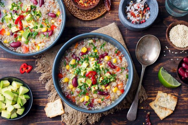 Traditional South America dish with avocado, corn and beans Traditional South America dish with avocado, corn and beans