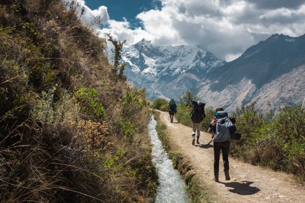 Hiking in the Andean mountains in Peru Hiking in the Andean mountains in Peru