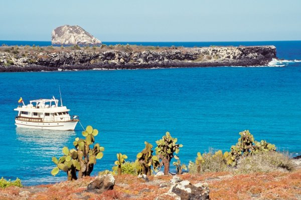 Cruise ship sailing in the Galapagos waters Cruise ship sailing in the Galapagos waters