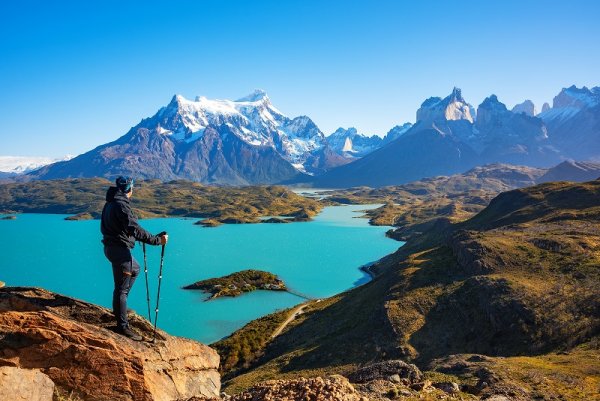 Lake Pehoe in Torres del Paine National Park, Patagonia Lake Pehoe in Torres del Paine National Park, Patagonia