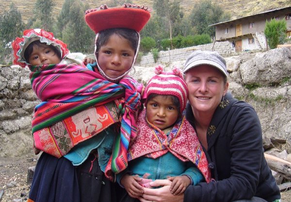 Rachel with a group of local children Rachel with a group of local children