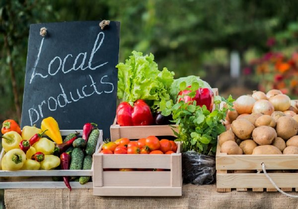Local products on a farmers market Local products on a farmers market