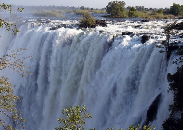 Victoria Falls in full flood mode seen from the Zambian side
