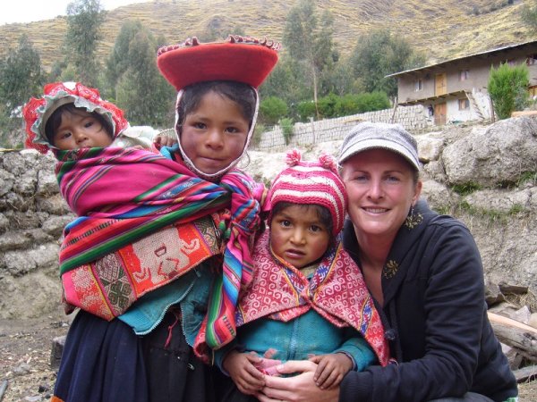 Rachel with a group of local children Rachel with a group of local children