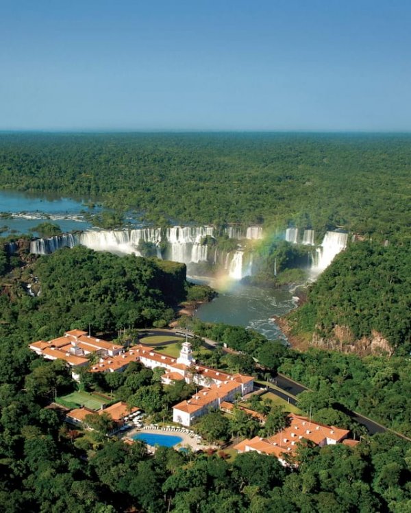 Rainbow above waterfalls, Belmond Hotel das Cataratas in Brazil Rainbow above waterfalls, Belmond Hotel das Cataratas in Brazil