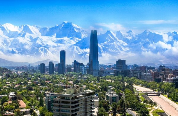 City view with the mountains in the background in Santiago, Chile City view with the mountains in the background in Santiago, Chile