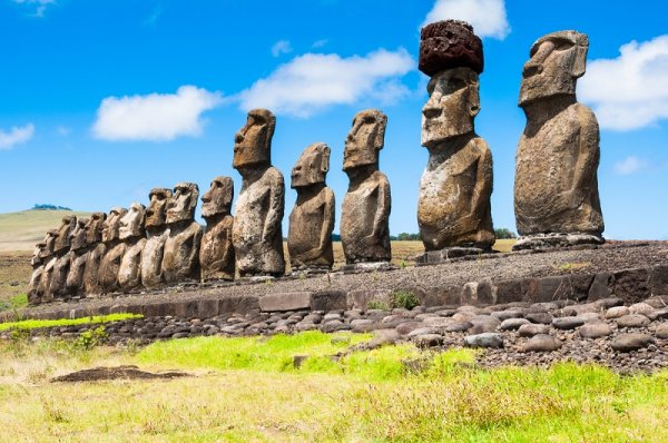 Visiting sculptures in Easter Island Visiting sculptures in Easter Island