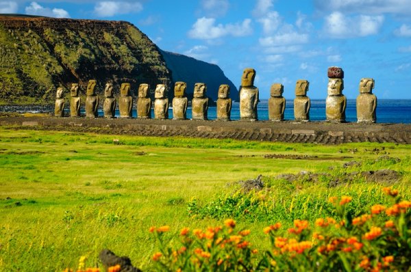 Stone statues on the Easter Island, South Pacific Stone statues on the Easter Island, South Pacific
