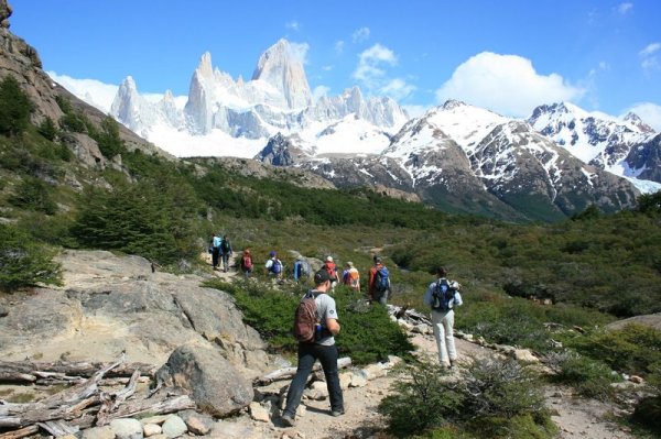 Walking in Fitz Roy Mountain range Walking in Fitz Roy Mountain range